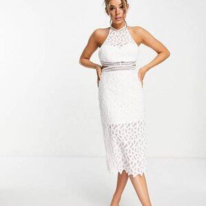 BARDOT BNWT Women Lace Cut Out Midi Dress New White